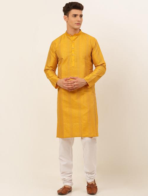 mustard silk blend kurta pyjama ethnic wear - 19148594 - Very Small Image - 1