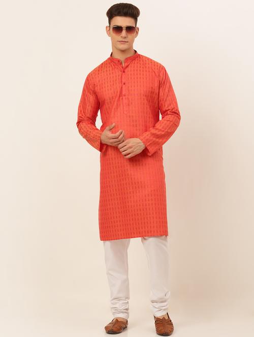 red cotton kurta pyjama ethnic wear - 19148616 - Very Small Image - 1