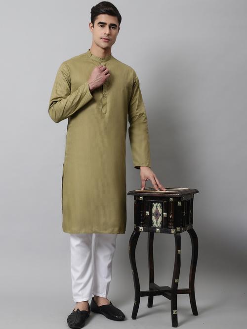 olive cotton kurta pyjama ethnic wear - 19148636 - Very Small Image - 1