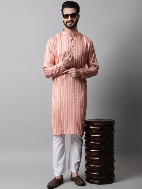 coral cotton kurta pyjama ethnic wear - 19148653 - Very Small Image - 1