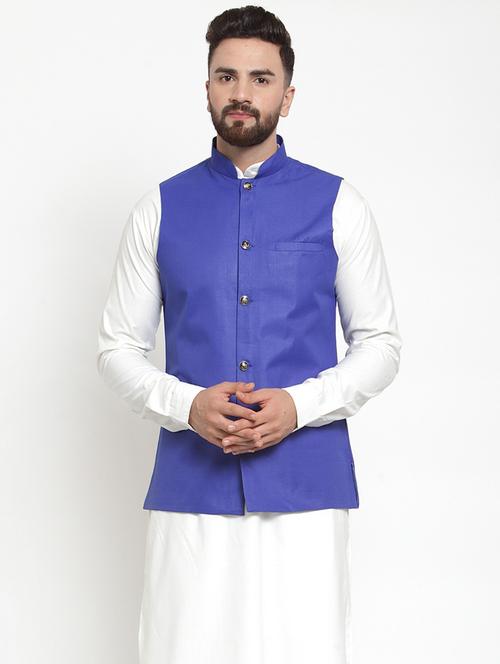 mandarin neck solid nehru jacket - 19148665 - Very Small Image - 1