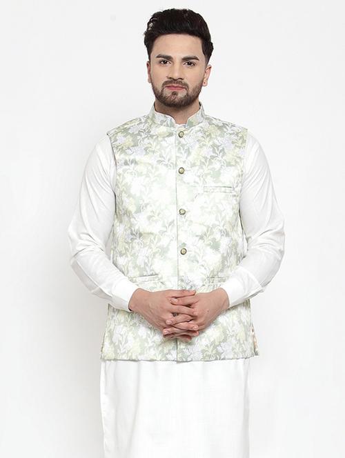 mandarin neck printed nehru jacket - 19148708 - Very Small Image - 1