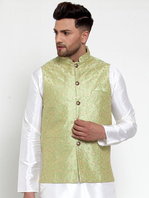 mandarin neck self design nehru jacket - 19148737 - Very Small Image - 1