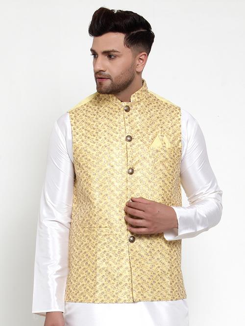 mandarin neck self design nehru jacket - 19148741 - Very Small Image - 1