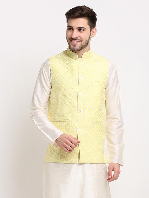 mandarin neck self design nehru jacket - 19148793 - Very Small Image - 1