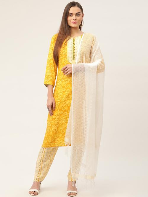 yellow kurta pant set with dupatta - 19149020 - Very Small Image - 1