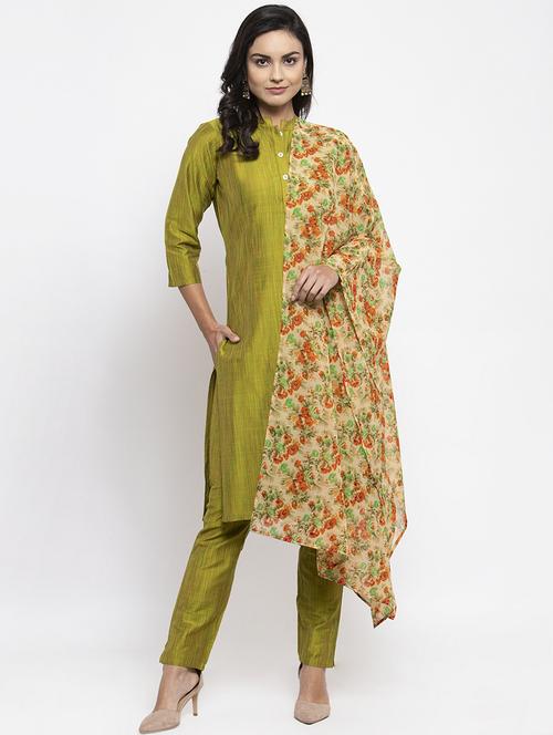 green kurta pant set with dupatta - 19149022 - Very Small Image - 1