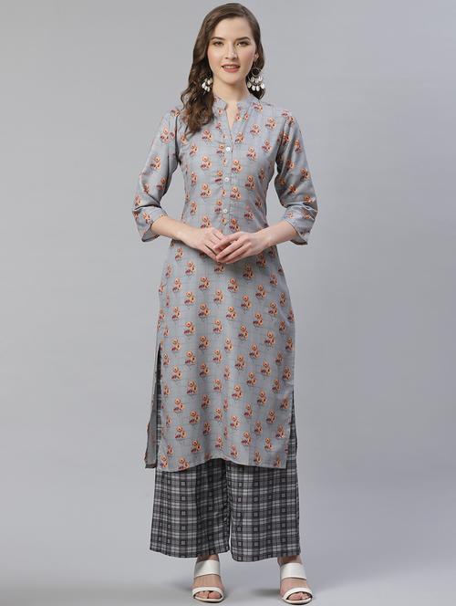 floral printed kurta palazzo set - 19149038 - Very Small Image - 1