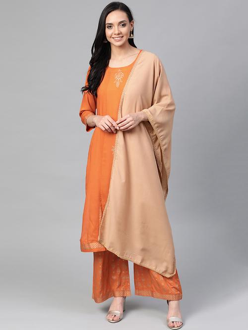 self design kurta palazzo set - 19149059 - Very Small Image - 1