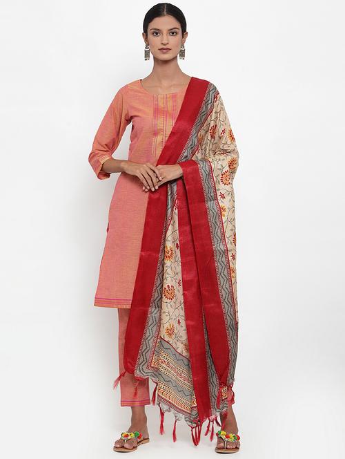 pink self design kurta salwar set - 19149093 - Very Small Image - 1