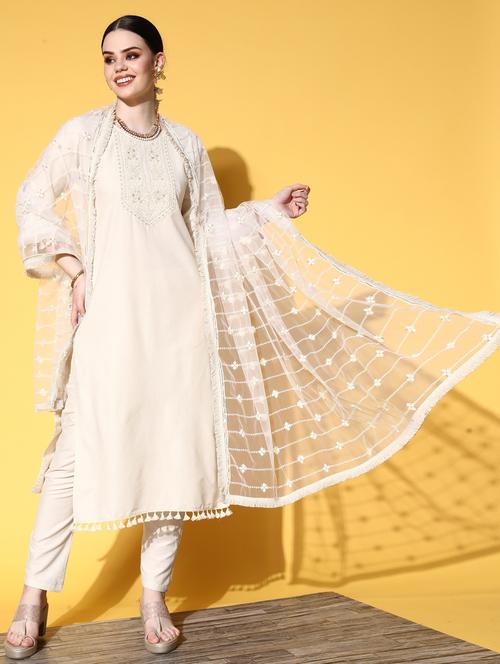 embroidered kurta pant with dupatta - 19154675 - Very Small Image - 1