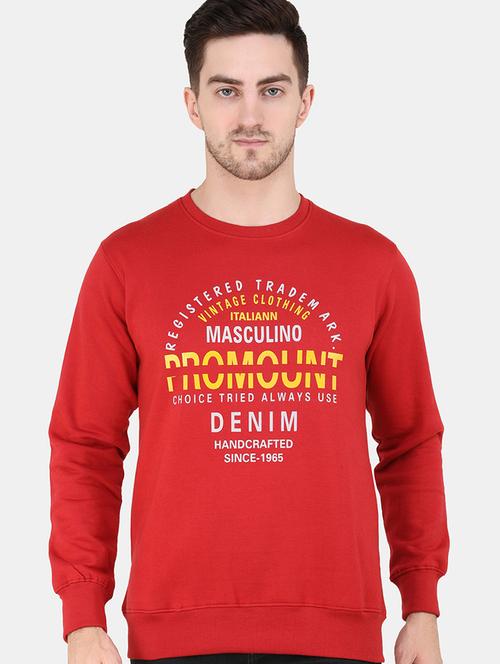 red fleece chest print sweatshirt - 19157512 - Very Small Image - 1