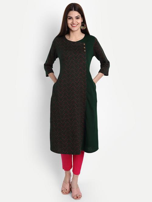 green printed a-line kurta - 19157540 - Very Small Image - 1