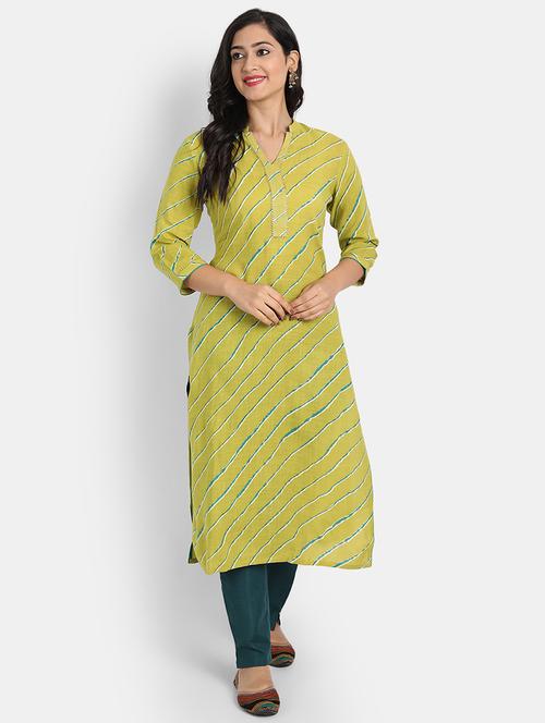 olive printed straight kurta - 19158101 - Very Small Image - 1