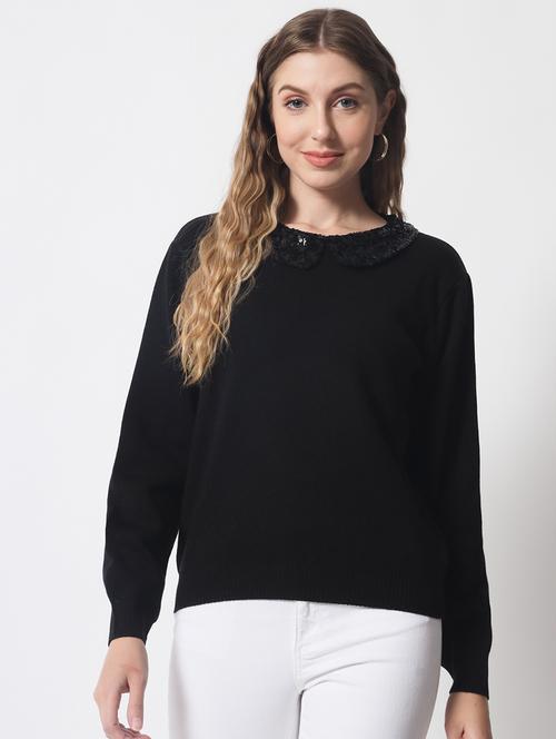 peter pan collar solid pullover - 19158902 - Very Small Image - 1