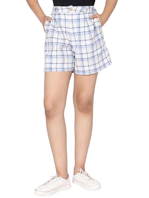 girls mid rise checkered shorts - 19160193 - Very Small Image - 1