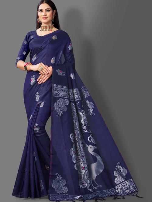 self designed jacquard saree with blouse - 19161173 - Very Small Image - 1