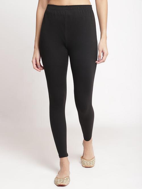 black solid ankle length leggings - 19161488 - Very Small Image - 1