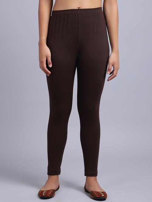 brown cotton lycra leggings - 19161501 - Very Small Image - 1