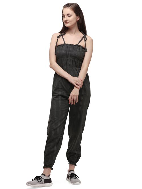 grey solid full leg jumpsuit - 19161742 - Very Small Image - 1