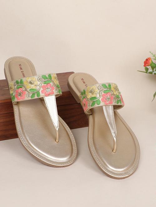 gold faux leather tstrap sandals - 19163082 - Very Small Image - 1