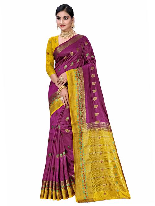 purple jacquard saree - 19163412 - Very Small Image - 1