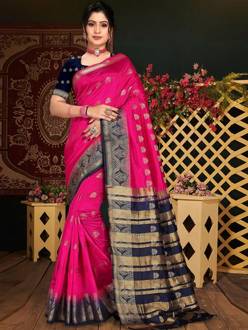 self design pink saree set - 19163494 - Very Small Image - 1