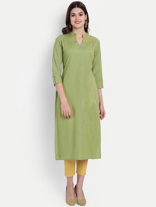 green printed straight kurta - 19165369 - Very Small Image - 1