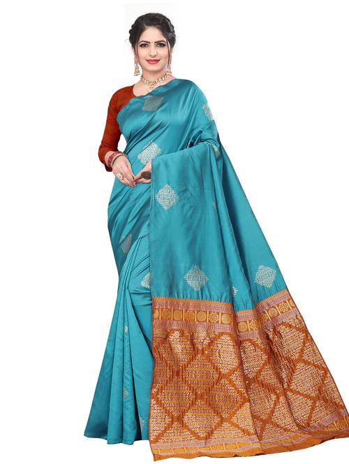 light blue self design saree with blouse - 19165688 - Very Small Image - 1