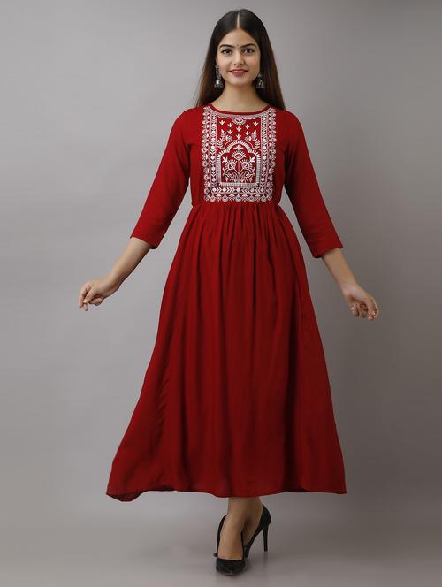 embroidered flared ethnic dress - 19166788 - Very Small Image - 1