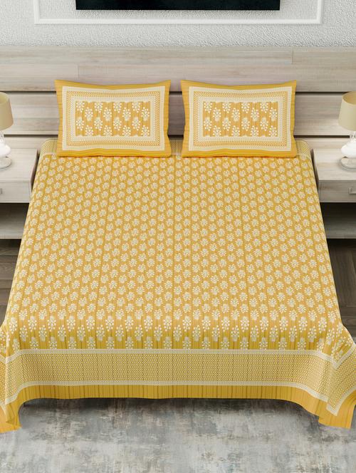 texstylers multicolor 200 tc cotton 108" x 108" jaipuri super king size bedsheet with 2 pillow covers - 19166811 - Very Small Image - 1
