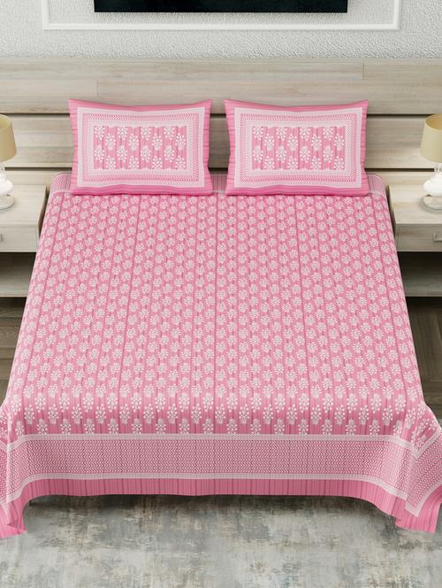 texstylers multicolor 200 tc cotton 108" x 108" jaipuri super king size bedsheet with 2 pillow covers - 19166812 - Very Small Image - 1