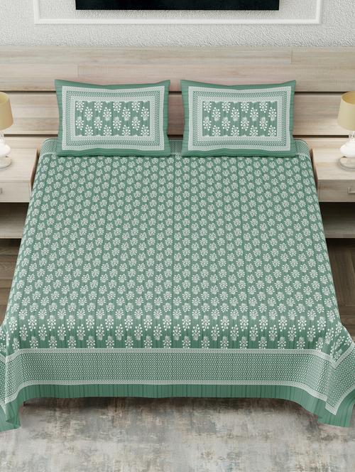 texstylers multicolor 200 tc cotton 108" x 108" jaipuri super king size bedsheet with 2 pillow covers - 19166814 - Very Small Image - 1
