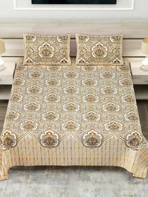texstylers multicolor 200 tc cotton 108" x 108" jaipuri super king size bedsheet with 2 pillow covers - 19166837 - Very Small Image - 1