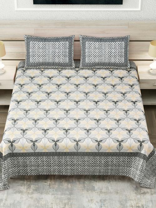 texstylers multicolor 200 tc cotton 108" x 108" jaipuri super king size bedsheet with 2 pillow covers - 19166839 - Very Small Image - 1