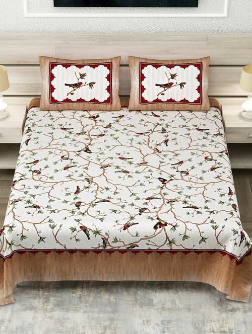 texstylers multicolor 200 tc cotton 108" x 108" jaipuri super king size bedsheet with 2 pillow covers - 19166842 - Very Small Image - 1