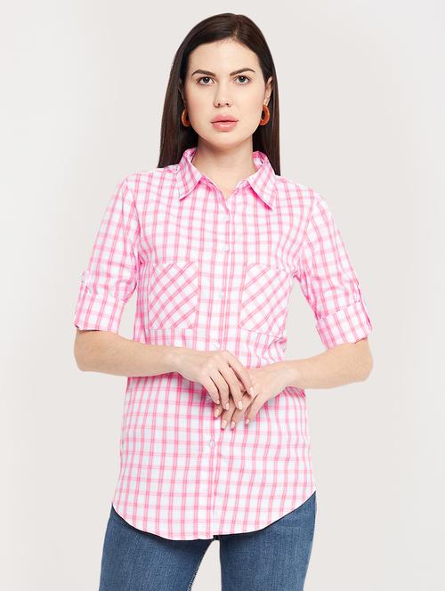 pink checkered shirt - 19166872 - Very Small Image - 1