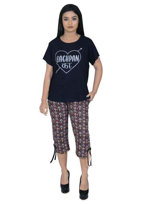 round neck printed nightwear set - 19167584 - Very Small Image - 1