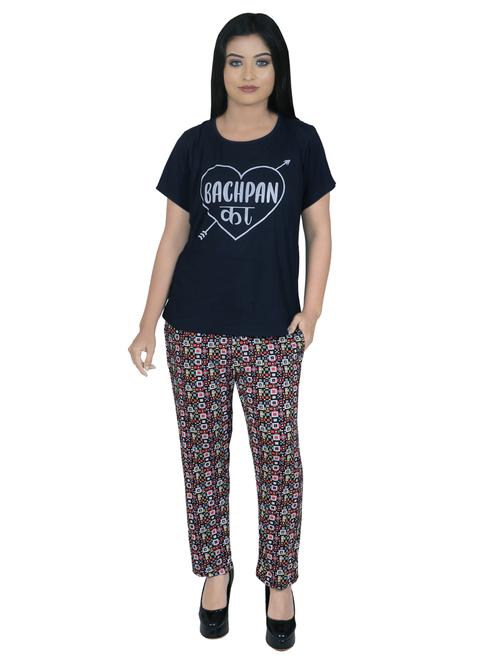 round neck printed nightwear set - 19167604 - Very Small Image - 1