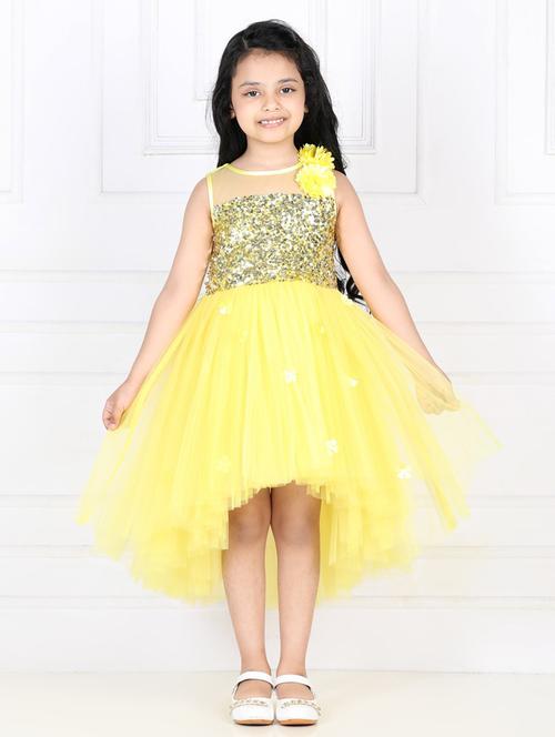 yellow coloured sequin frock - 19168936 - Very Small Image - 1