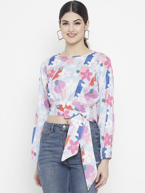 round neck printed crop top - 19170107 - Very Small Image - 1