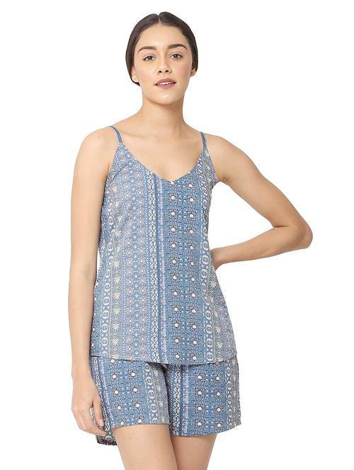 blue two piece printed nightwear set - 19170978 - Very Small Image - 1