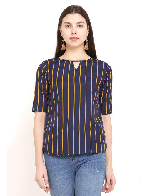 key hole neck striped top - 19171260 - Very Small Image - 1