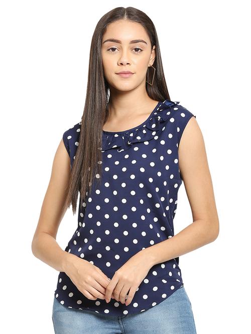 round neck polka dot top - 19171274 - Very Small Image - 1
