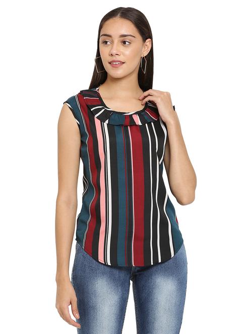 round neck striped top - 19171277 - Very Small Image - 1