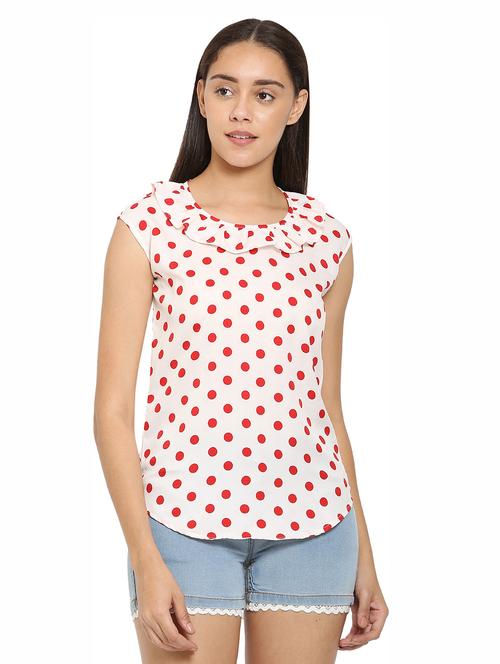 round neck polka dot top - 19171278 - Very Small Image - 1