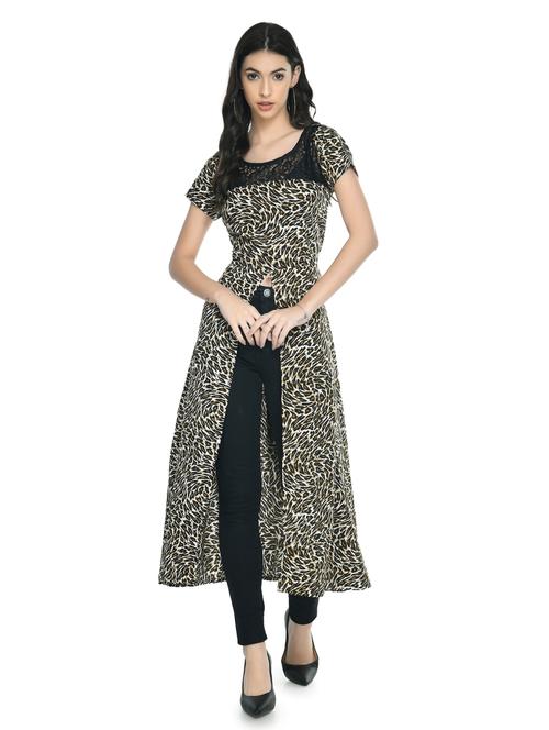 self design crepe a-line dress - 19171487 - Very Small Image - 1
