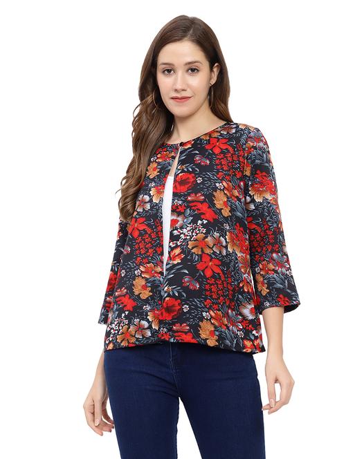 navy blue printed regular shrug - 19172083 - Very Small Image - 1