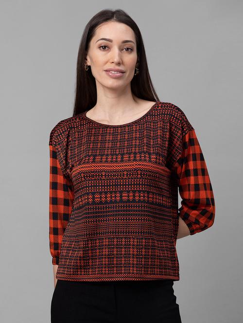 women's straight round neck top - 19172915 - Very Small Image - 1
