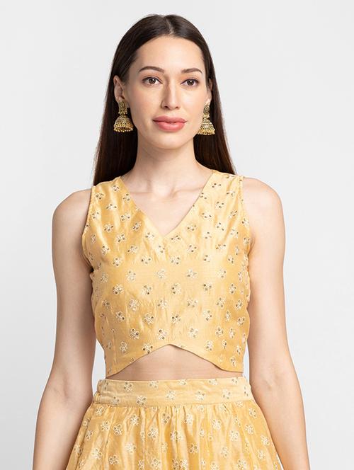 women's crop v neck top - 19172919 - Very Small Image - 1